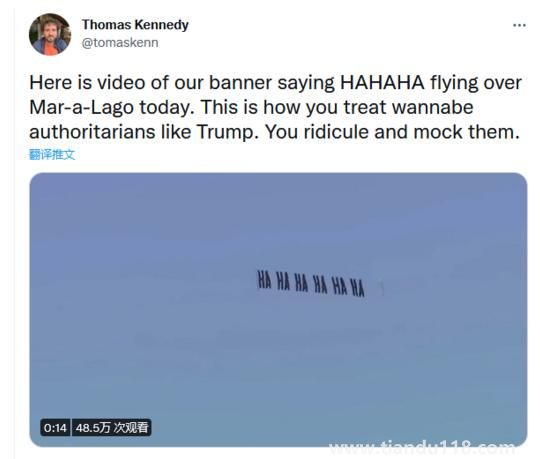 飛機(jī)在特朗普家門口拉橫幅嘲諷（引起全美輿論嘩然）