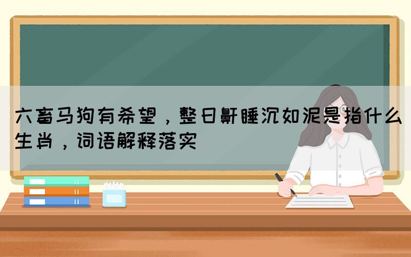 六畜馬狗有希望，整日鼾睡沉如泥是指什么生肖，詞語(yǔ)解釋落實(shí)